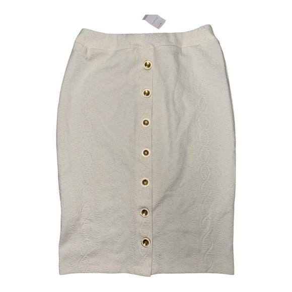 J. McLaughlin White and Gold Pencil Skirt for Work - Picture 3 of 5